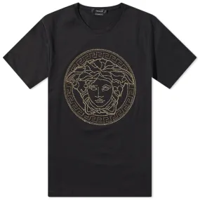 Versace Embellished Medusa T-ShirtBlack & Gold