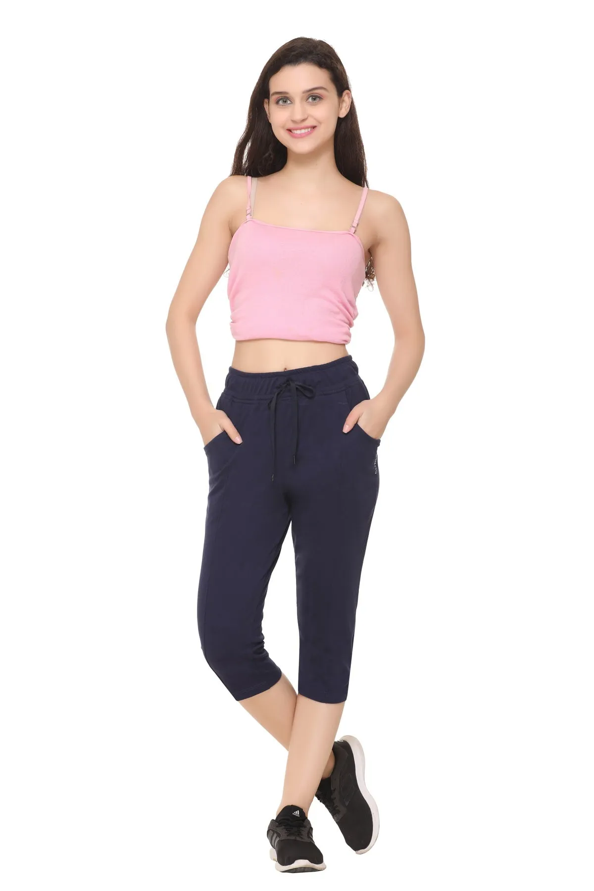 Women Capris - Cotton Capri Pants - Imperial Blue