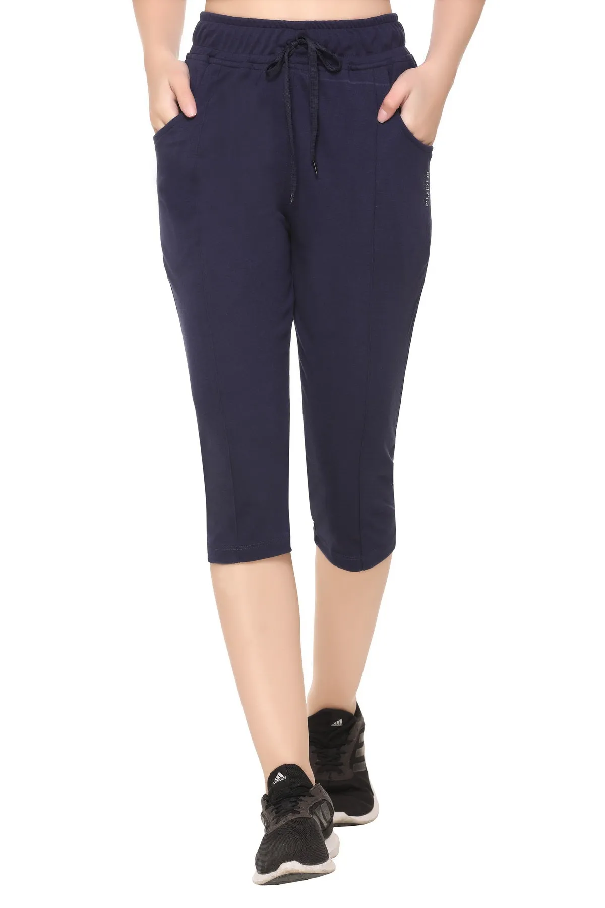 Women Capris - Cotton Capri Pants - Imperial Blue