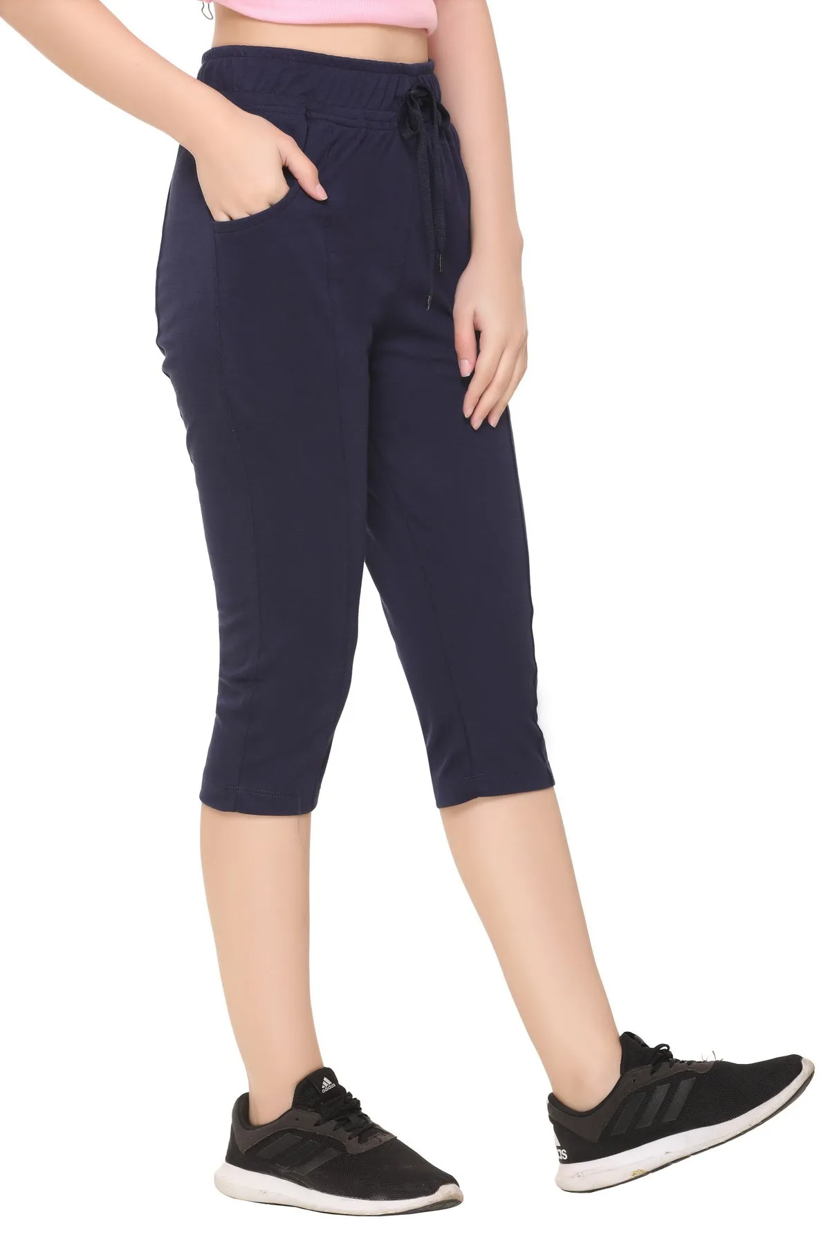 Women Capris - Cotton Capri Pants - Imperial Blue