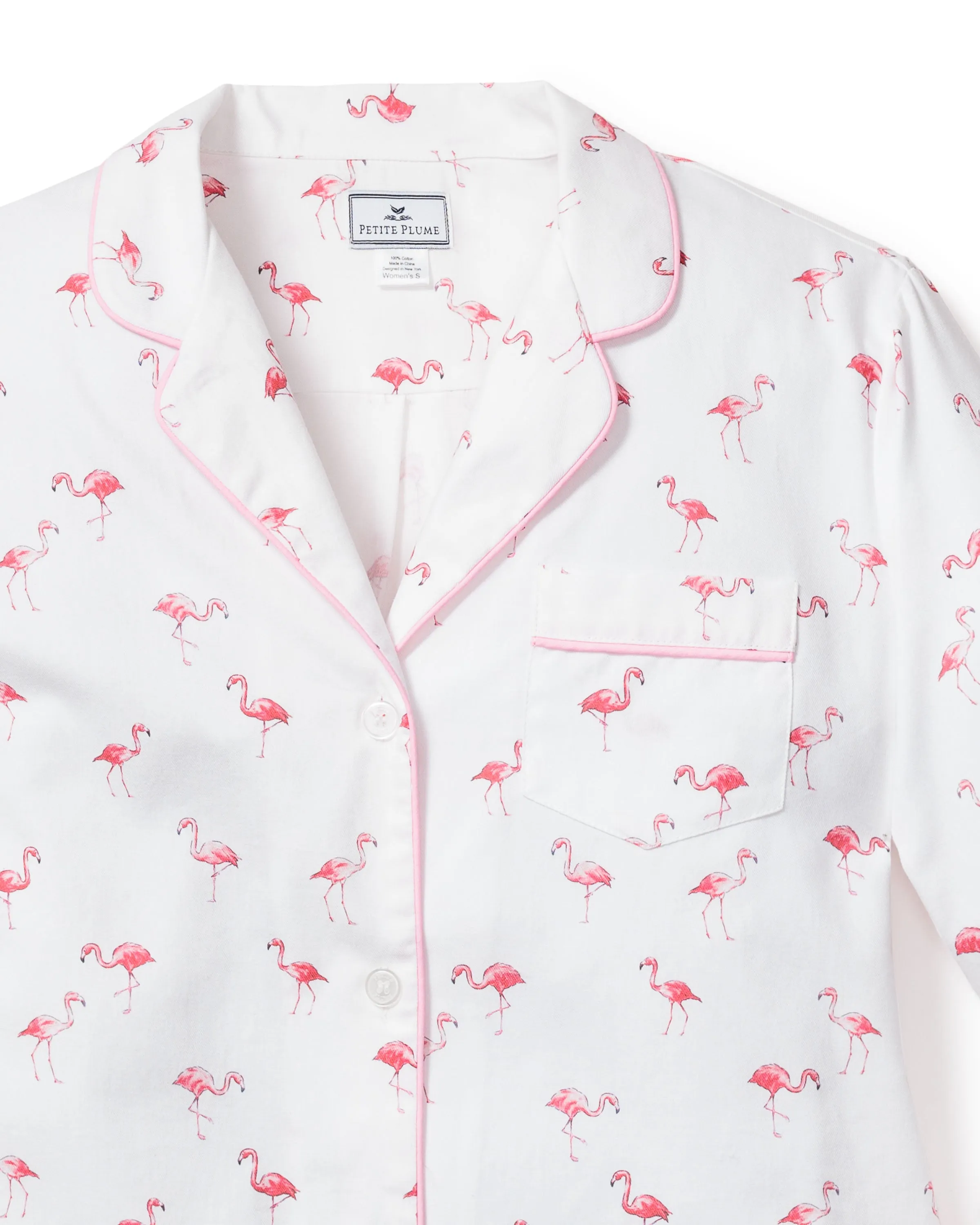 Women's Twill Pajama Set in Flamingos