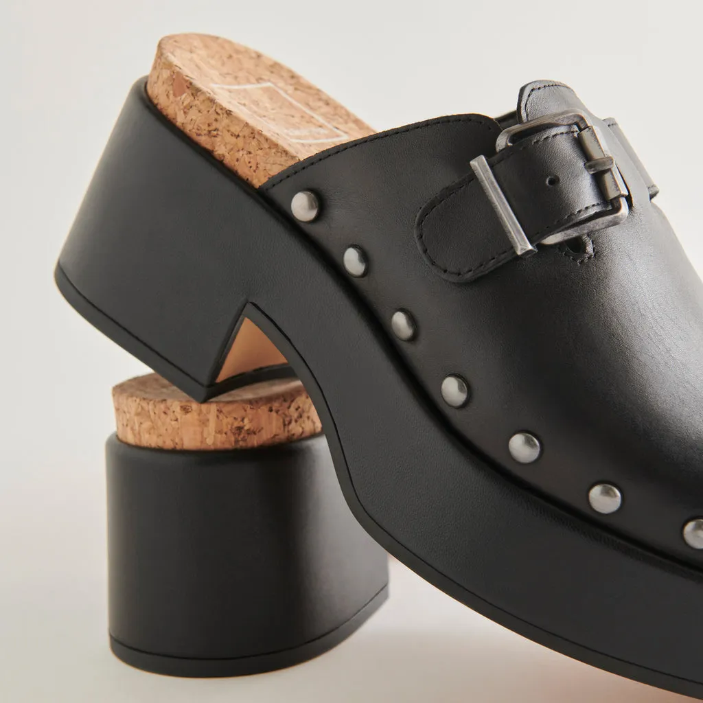 YEVAN Clogs Black Leather | Designer Black Leather Clogs– Dolce Vita 6908080717890