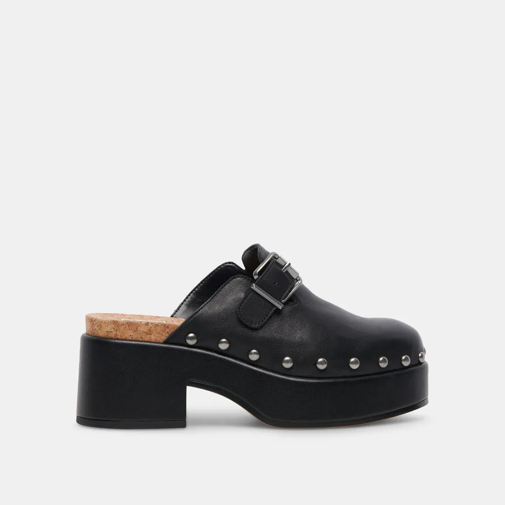 YEVAN Clogs Black Leather | Designer Black Leather Clogs– Dolce Vita 6908080717890