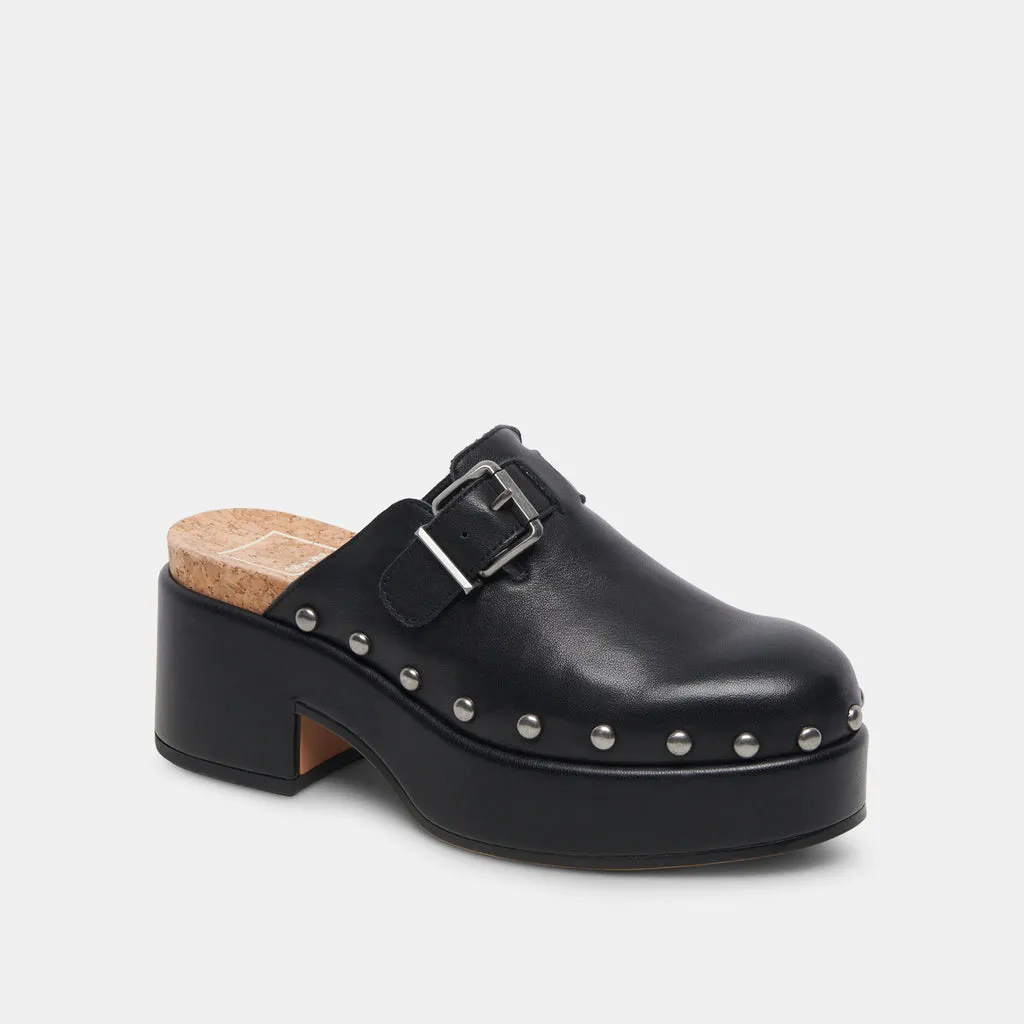 YEVAN Clogs Black Leather | Designer Black Leather Clogs– Dolce Vita 6908080717890