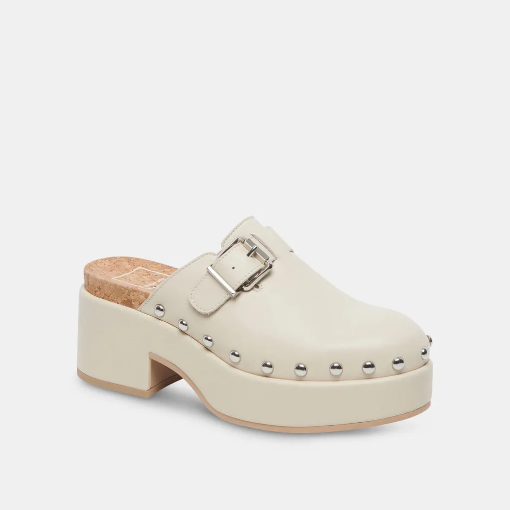 YEVAN Clogs Ivory Leather | Designer Ivory Leather Clogs– Dolce Vita 6908080816194