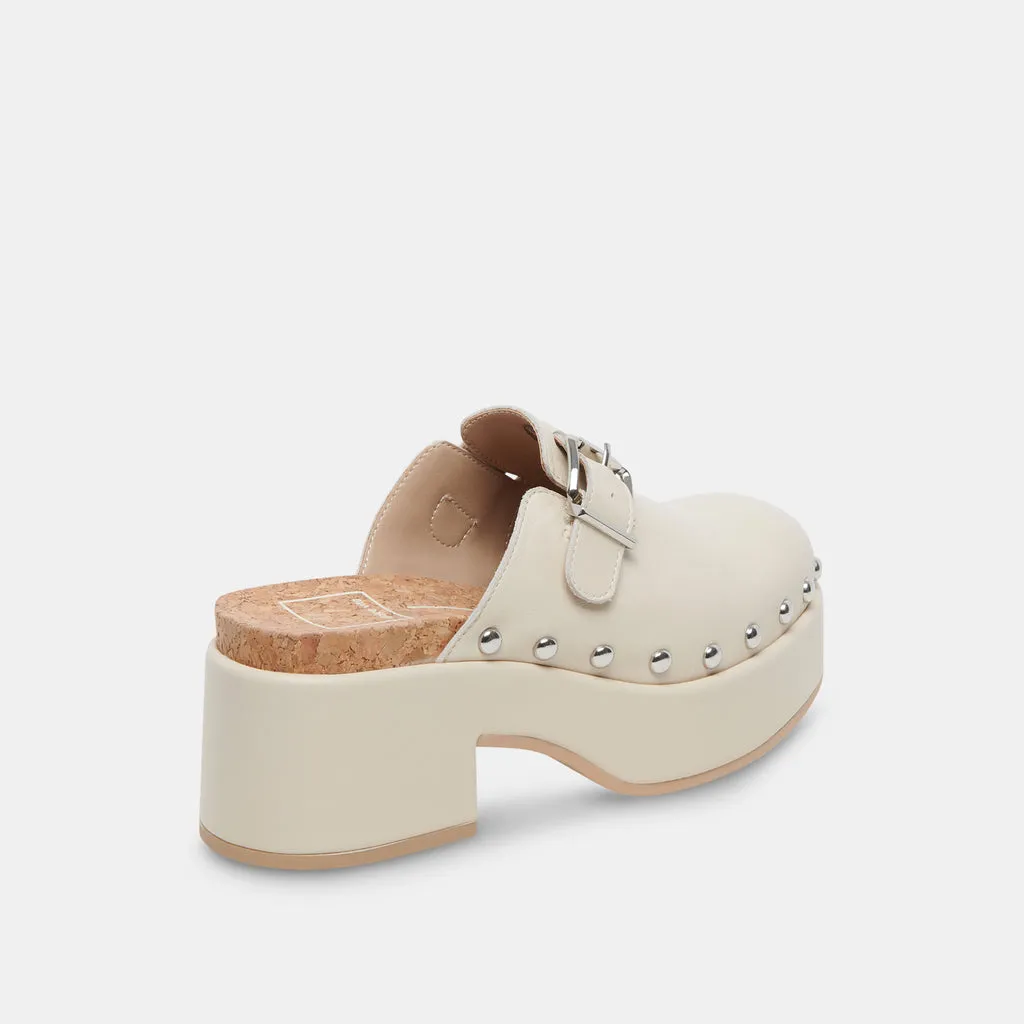 YEVAN Clogs Ivory Leather | Designer Ivory Leather Clogs– Dolce Vita 6908080816194