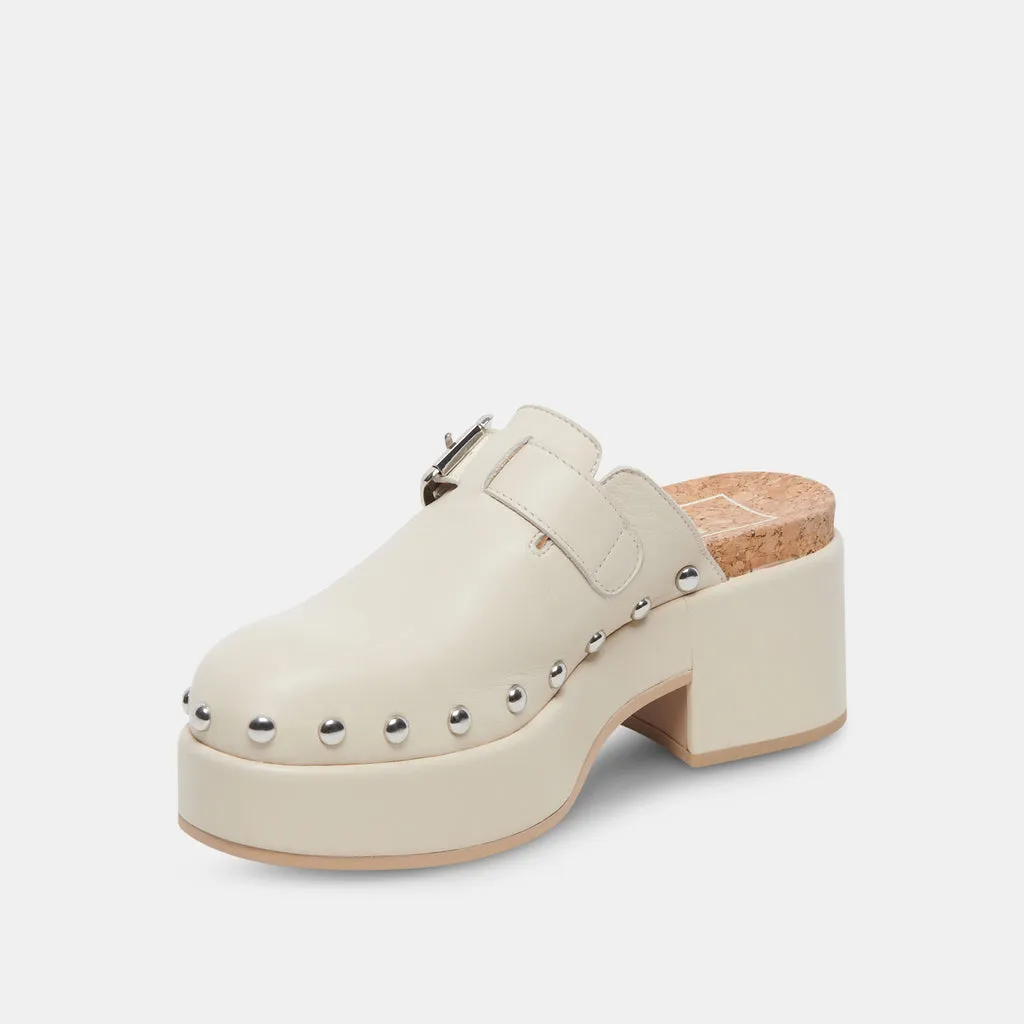 YEVAN Clogs Ivory Leather | Designer Ivory Leather Clogs– Dolce Vita 6908080816194