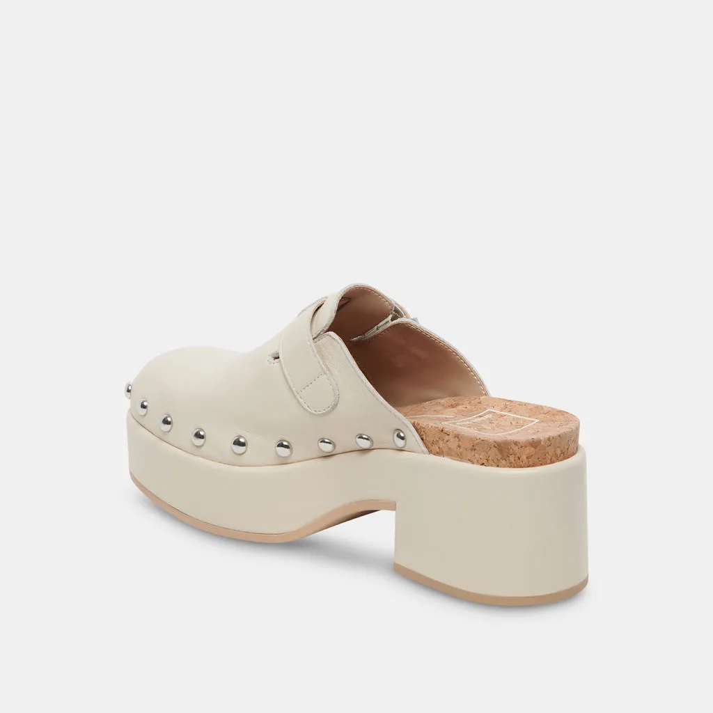 YEVAN Clogs Ivory Leather | Designer Ivory Leather Clogs– Dolce Vita 6908080816194