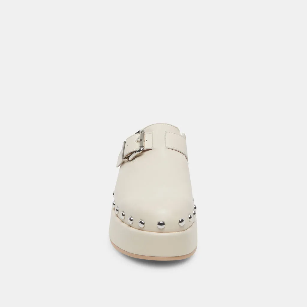 YEVAN Clogs Ivory Leather | Designer Ivory Leather Clogs– Dolce Vita 6908080816194