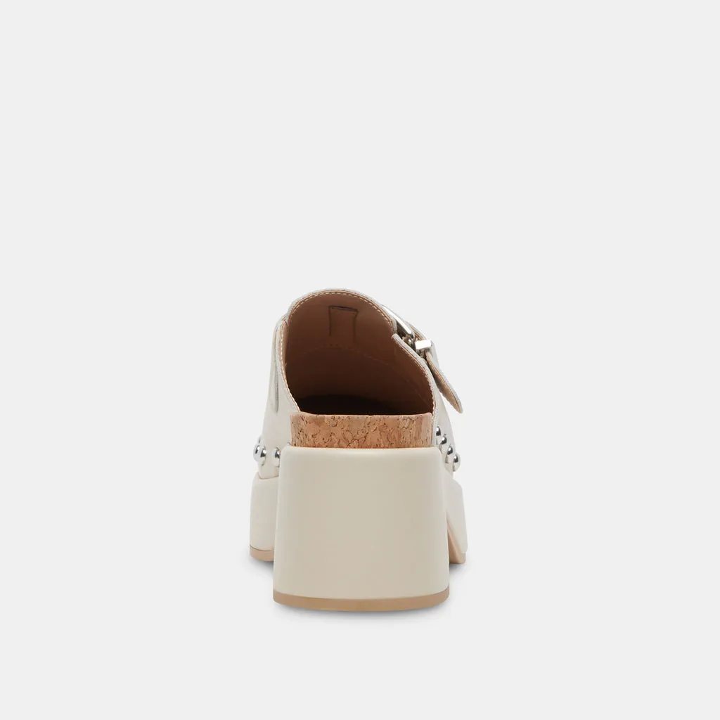 YEVAN Clogs Ivory Leather | Designer Ivory Leather Clogs– Dolce Vita 6908080816194