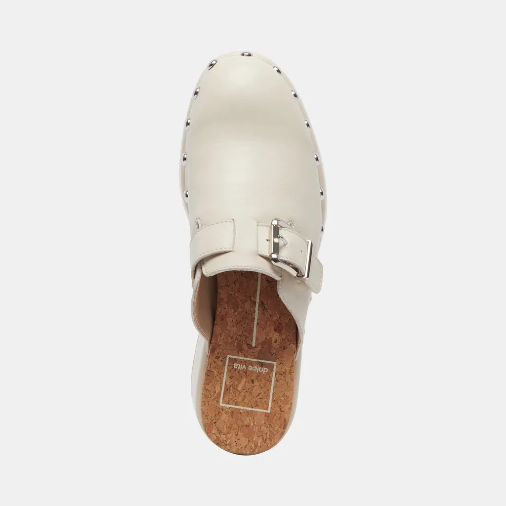 YEVAN Clogs Ivory Leather | Designer Ivory Leather Clogs– Dolce Vita 6908080816194