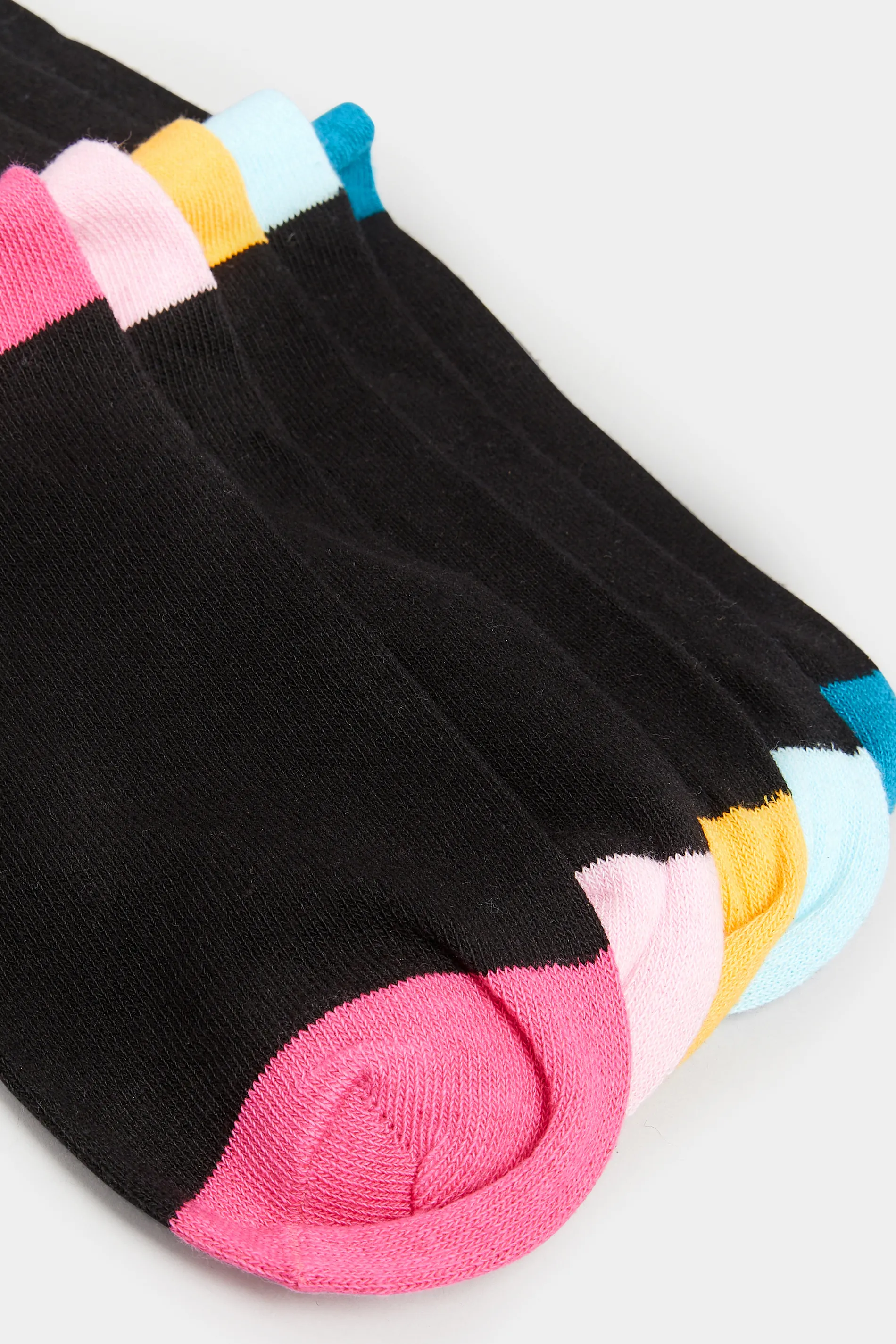 YOURS 5 PACK Black Contrasting Heel Socks