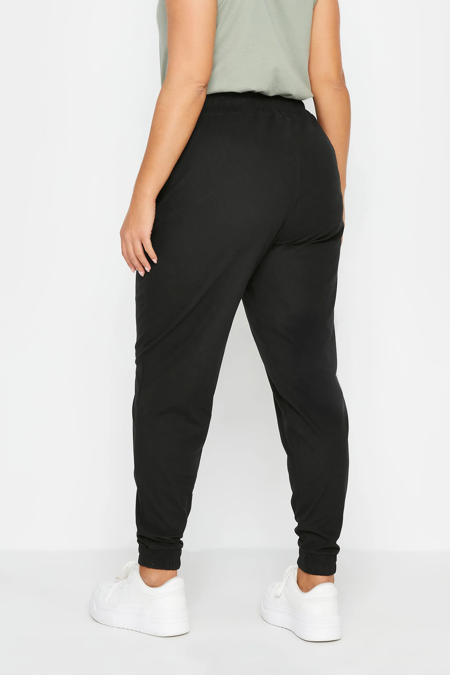 YOURS Curve Black Cuffed Elasticated Stretch Joggers