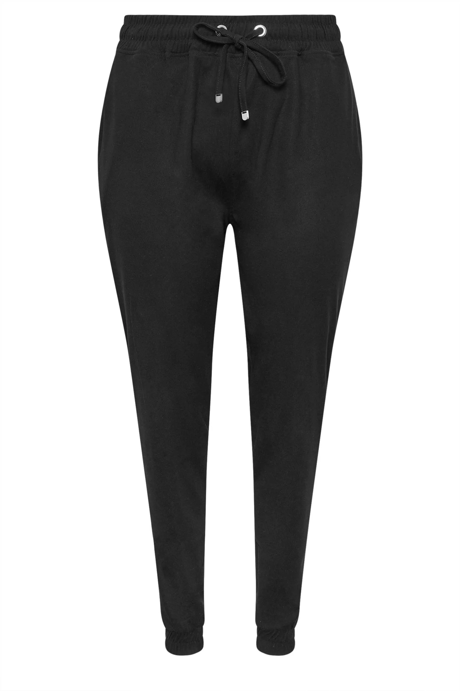 YOURS Curve Black Cuffed Elasticated Stretch Joggers