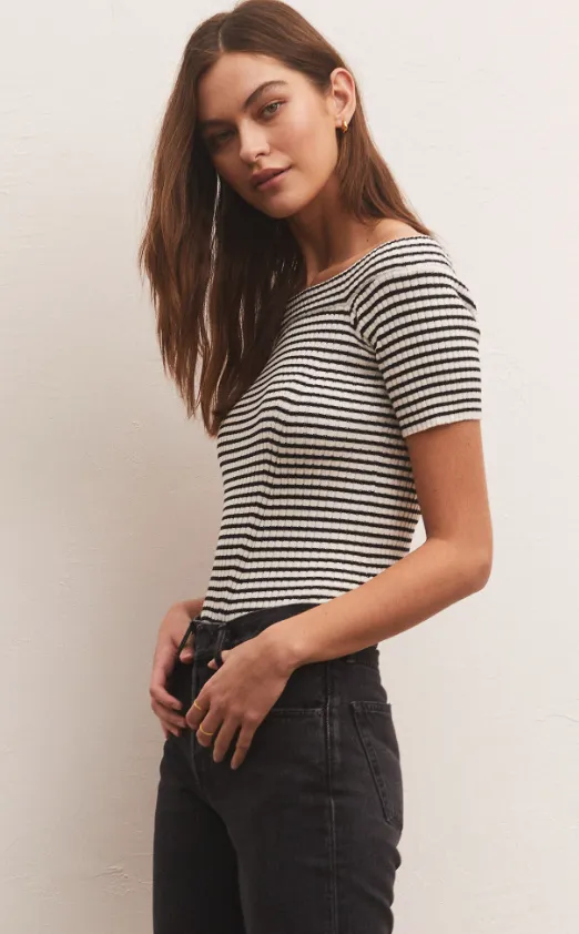 Z Supply Birdie Off Shoulder Stripe Top